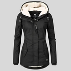 Hooded Rain Jacket Women's Grey Sherpa-Lined Waterproof Parka – Casual, Everyday, Winter, Gift