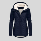 Hooded Rain Jacket Women's Grey Sherpa-Lined Waterproof Parka – Casual, Everyday, Winter, Gift
