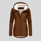 Hooded Rain Jacket Women's Grey Sherpa-Lined Waterproof Parka – Casual, Everyday, Winter, Gift