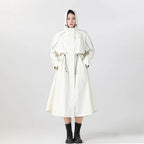 Hooded Raincoat Longline Waterproof Women's White – Cycling, Outdoor, Travel Rain Jacket