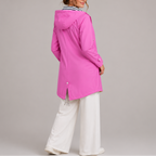 Hooded Raincoat Waterproof Pink Women's Striped Lining – Casual, Holiday, Everyday Rain Jacket