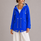 Hooded Raincoat Waterproof Pink Women's Striped Lining – Casual, Holiday, Everyday Rain Jacket