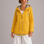 Hooded Raincoat Waterproof Pink Women's Striped Lining – Casual, Holiday, Everyday Rain Jacket