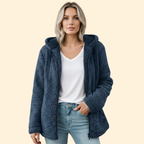 Hooded Sherpa Fleece Jacket Purple Full-Zip Women's – Casual, Holiday · Werune