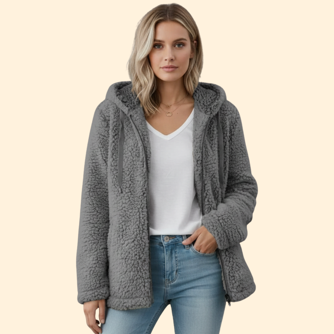 Hooded Sherpa Fleece Jacket Purple Full-Zip Women's – Casual, Holiday · Werune