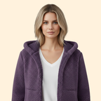 Hooded Sherpa Fleece Jacket Purple Full-Zip Women's – Casual, Holiday · Werune