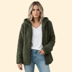 Hooded Sherpa Fleece Jacket Purple Full-Zip Women's – Casual, Holiday · Werune