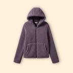 Hooded Sherpa Fleece Jacket Purple Full-Zip Women's – Casual, Holiday · Werune
