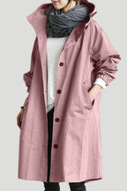 Hooded Trench Coat Longline Oversized Women's Windbreaker – Casual, Everyday Outerwear
