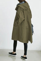 Hooded Trench Coat Longline Oversized Women's Windbreaker – Casual, Everyday Outerwear