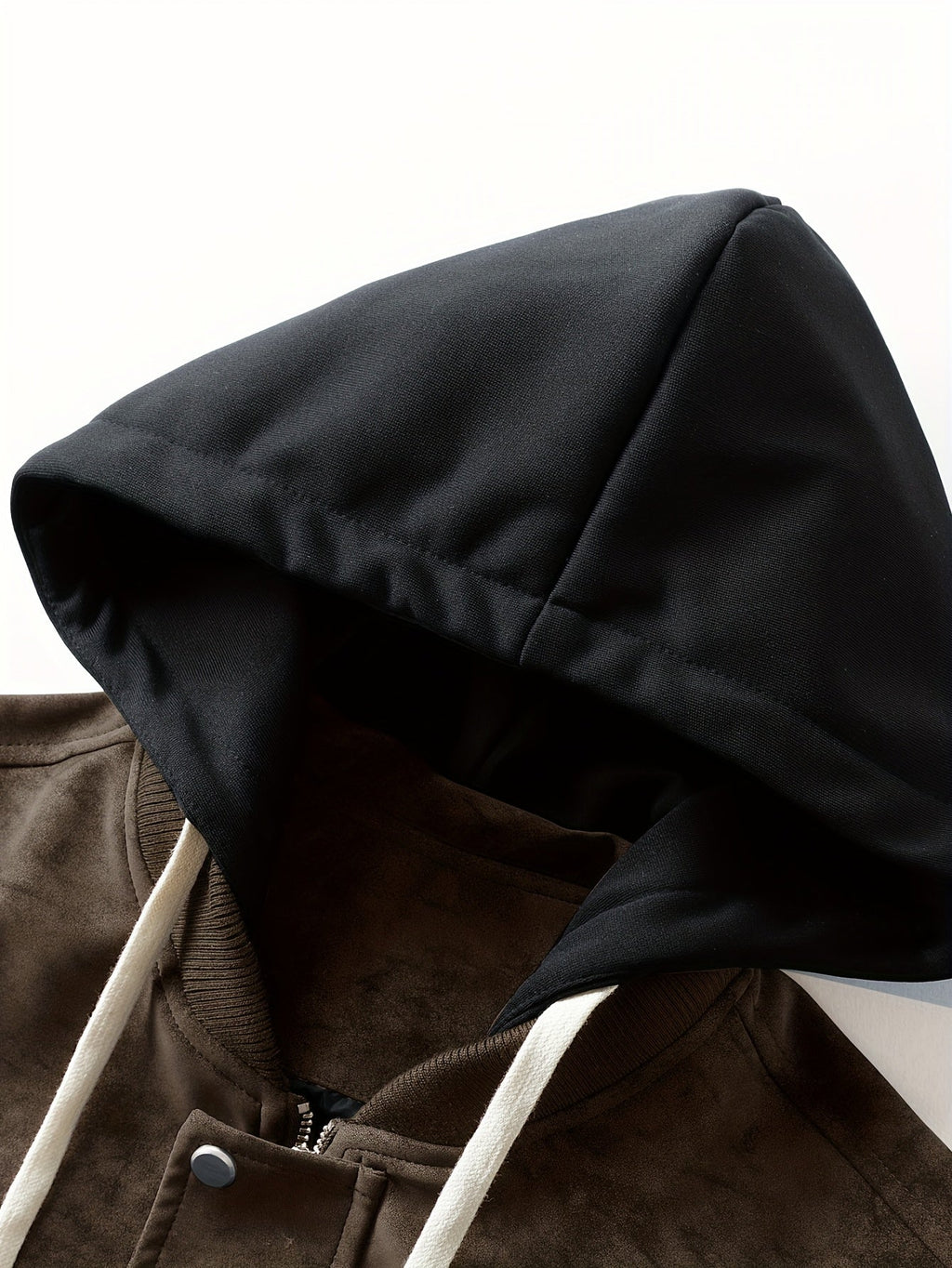Hooded Utility Jacket Men's Black Zip-Up Cargo Pockets Drawstring – Casual, Everyday