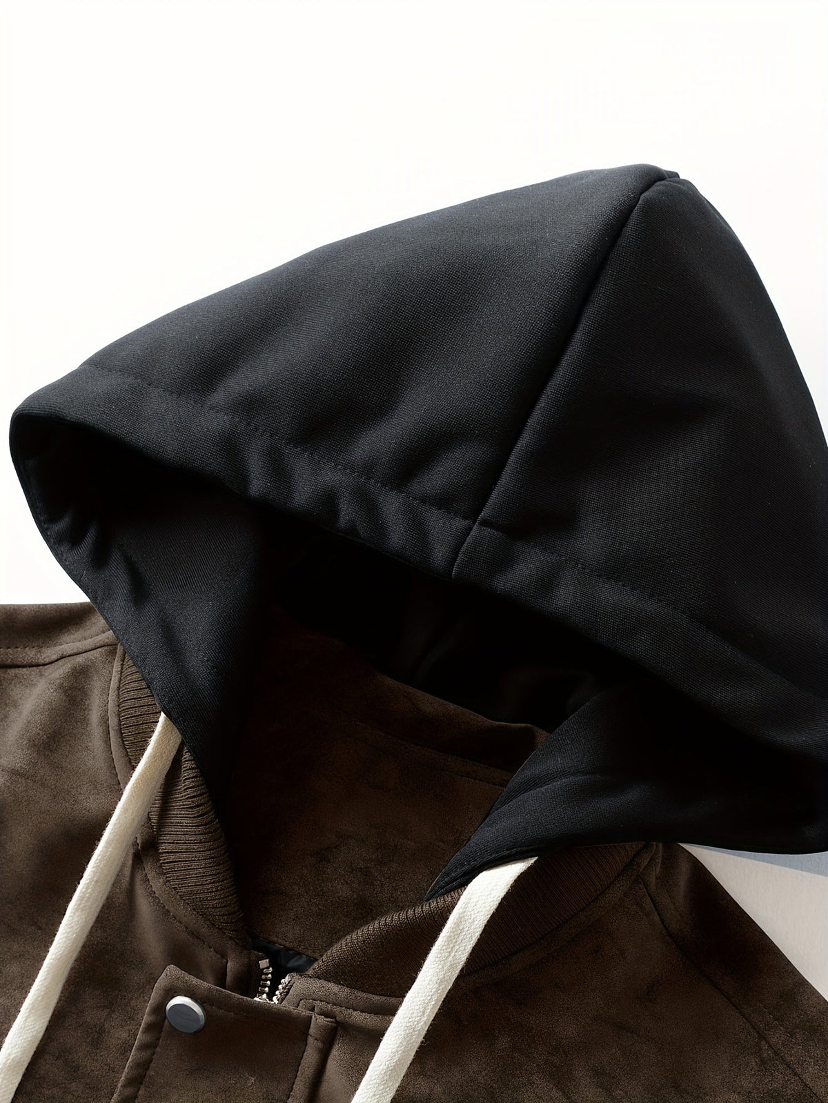 Hooded Utility Jacket Men's Black Zip-Up Cargo Pockets Drawstring – Casual, Everyday
