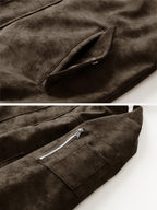 Hooded Utility Jacket Men's Black Zip-Up Cargo Pockets Drawstring – Casual, Everyday