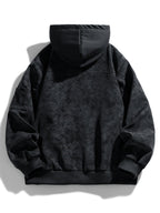 Hooded Utility Jacket Men's Black Zip-Up Cargo Pockets Drawstring – Casual, Everyday