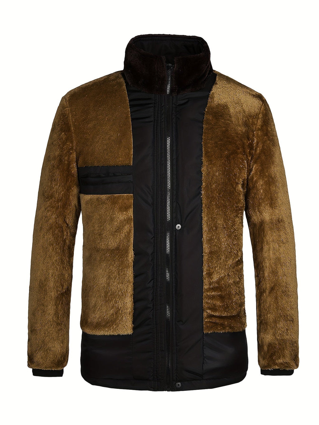 Hooded Winter Coat Men's Black Fleece-Lined Padded Parka – Casual, Warm Outdoor Jacket