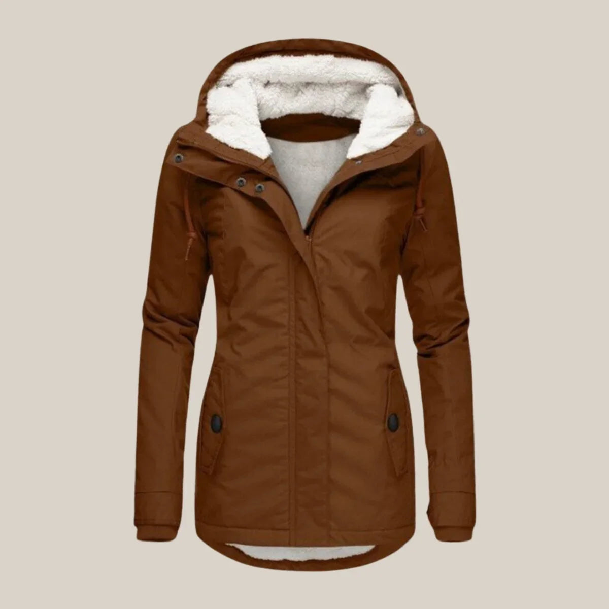 Hooded Winter Jacket Fleece Sherpa-Lined Navy Women's – Casual, Holiday · Werune
