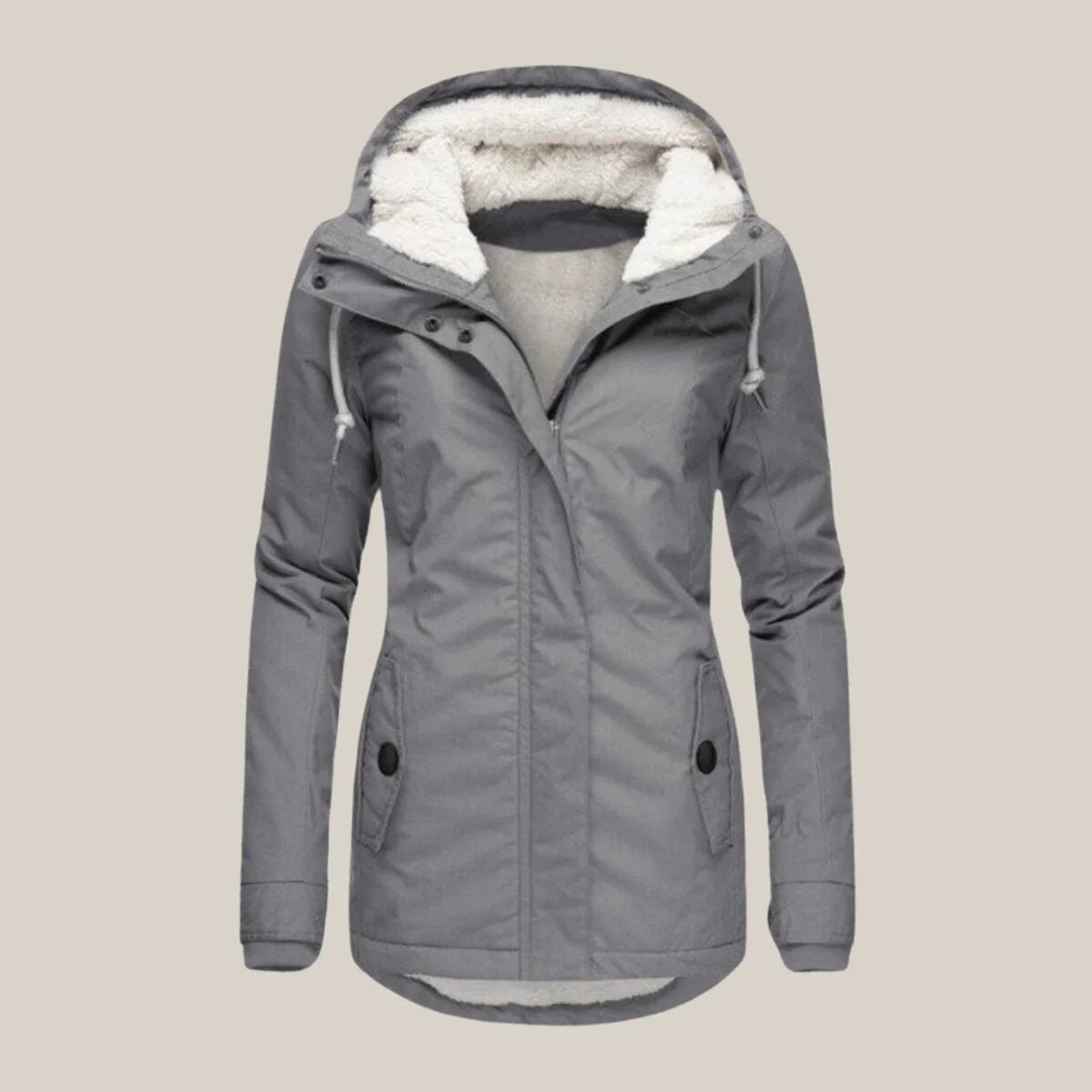 Hooded Winter Jacket Fleece Sherpa-Lined Navy Women's – Casual, Holiday · Werune