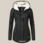 Hooded Winter Jacket Fleece Sherpa-Lined Navy Women's – Casual, Holiday · Werune