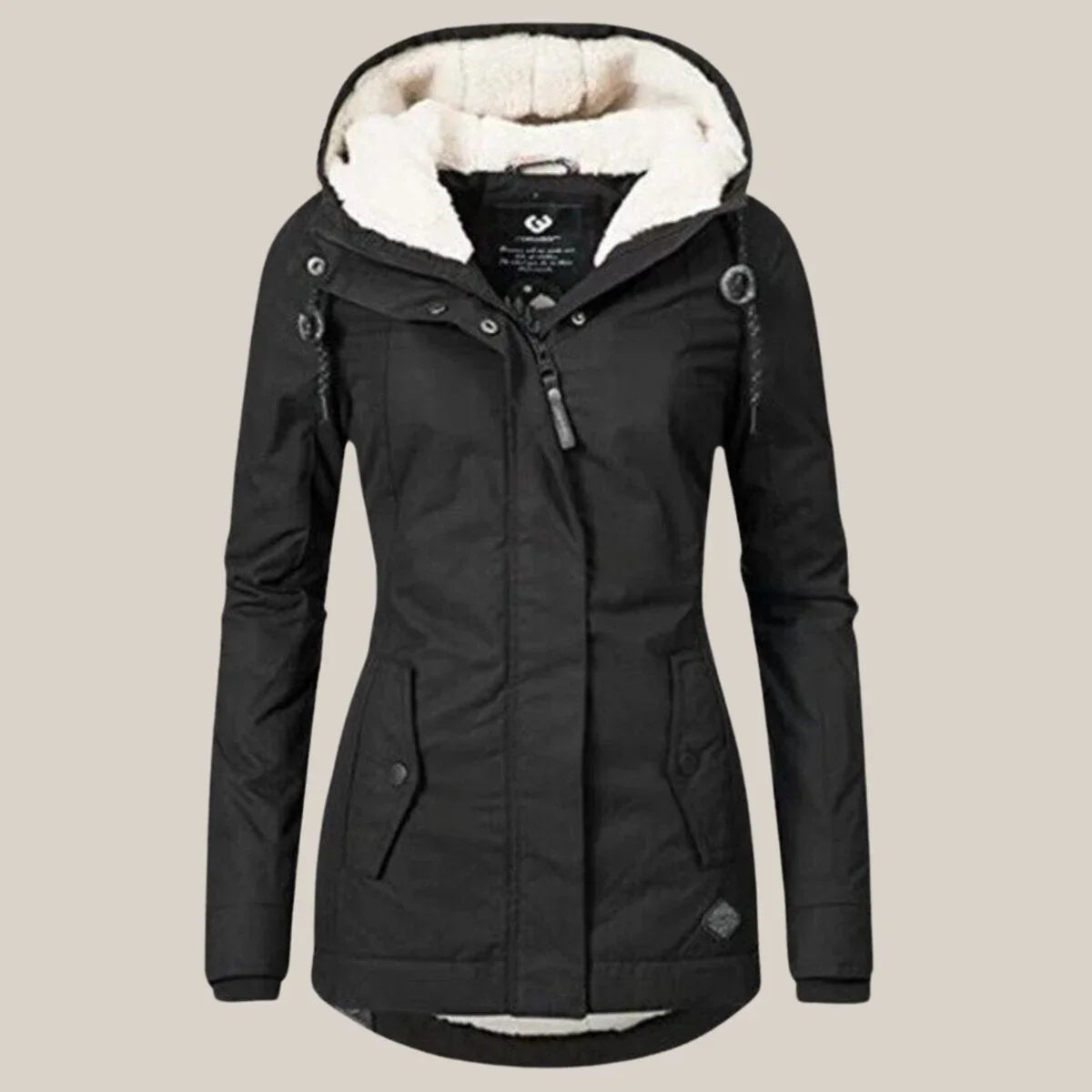 Hooded Winter Jacket Fleece Sherpa-Lined Navy Women's – Casual, Holiday · Werune