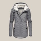 Hooded Winter Jacket Fleece Sherpa-Lined Navy Women's – Casual, Holiday · Werune