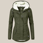 Hooded Winter Jacket Fleece Sherpa-Lined Navy Women's – Casual, Holiday · Werune