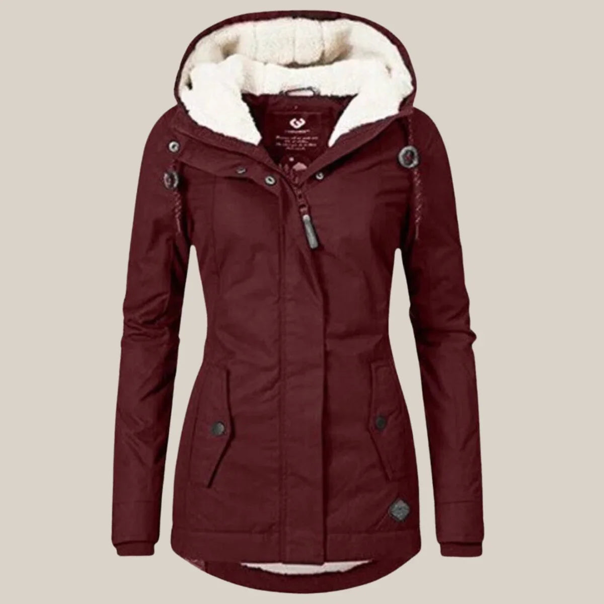 Hooded Winter Jacket Fleece Sherpa-Lined Navy Women's – Casual, Holiday · Werune