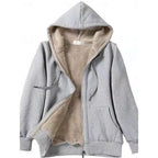 Hooded Zip Jacket Black Sherpa Fleece-Lined Women's – Casual, Winter Warmth, Everyday, Gift