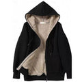 Hooded Zip Jacket Black Sherpa Fleece-Lined Women's – Casual, Winter Warmth, Everyday, Gift