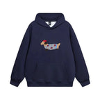 Hoodie Cotton Blend Grey Women's Embroidered Dachshund Oversized Pullover – Casual, Gift