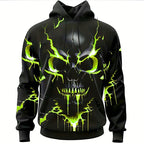 Hoodie Men's 3D Skull Graphic Black Gold Print Pullover – Casual, Halloween, Gift