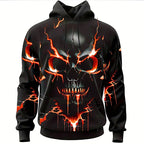 Hoodie Men's 3D Skull Graphic Black Gold Print Pullover – Casual, Halloween, Gift