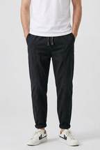 Jogger Trousers Cotton Grey Men's Tapered Leg Drawstring – Casual, Office · Werune