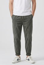 Jogger Trousers Cotton Grey Men's Tapered Leg Drawstring – Casual, Office · Werune