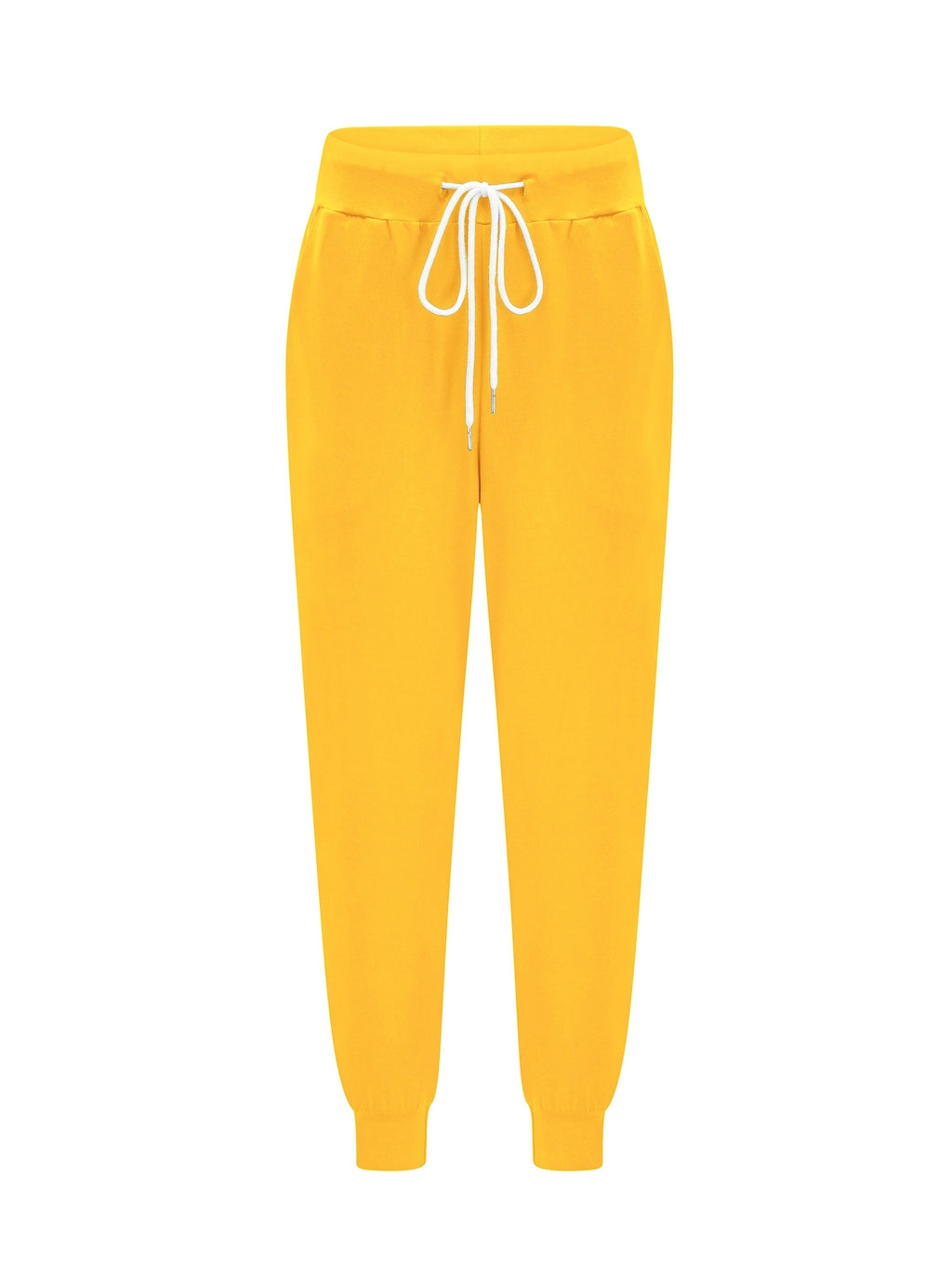 Jogger Trousers Women's Drawstring Yellow Tapered with Pockets – Casual, Home Gym, Yoga, Everyday