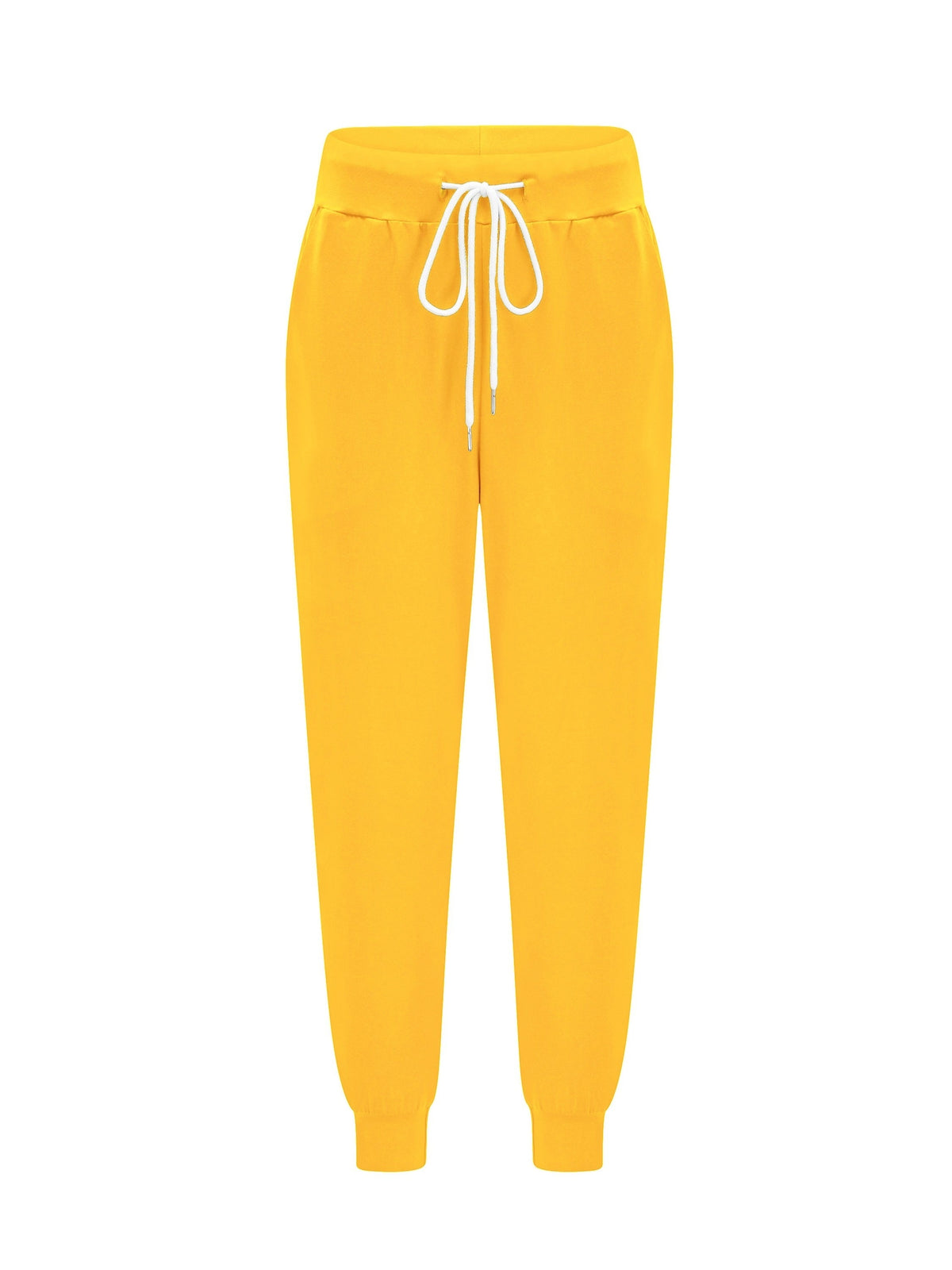 Jogger Trousers Women's Drawstring Yellow Tapered with Pockets – Casual, Home Gym, Yoga, Everyday