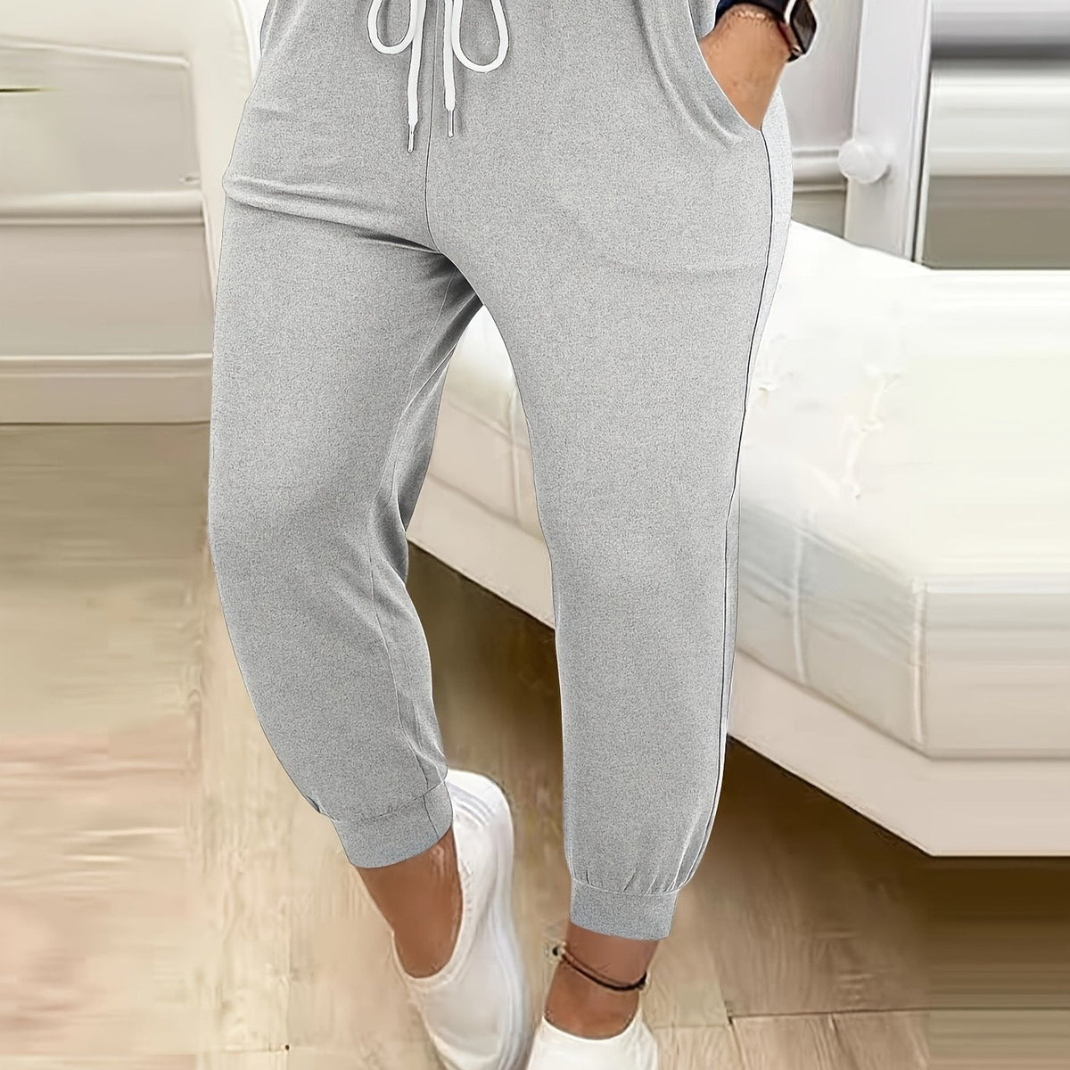 Jogger Trousers Women's Drawstring Yellow Tapered with Pockets – Casual, Home Gym, Yoga, Everyday