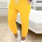 Jogger Trousers Women's Drawstring Yellow Tapered with Pockets – Casual, Home Gym, Yoga, Everyday