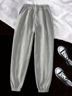 Joggers Drawstring Grey Women's Relaxed Fit Sweatpants – Casual, Loungewear, Gym, Everyday Comfort