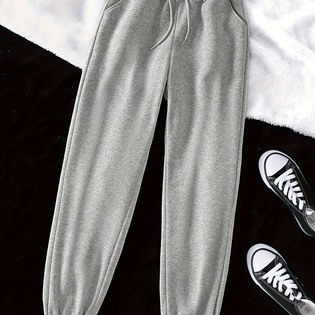Joggers Drawstring Grey Women's Relaxed Fit Sweatpants – Casual, Loungewear, Gym, Everyday Comfort