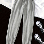 Joggers Drawstring Grey Women's Relaxed Fit Sweatpants – Casual, Loungewear, Gym, Everyday Comfort