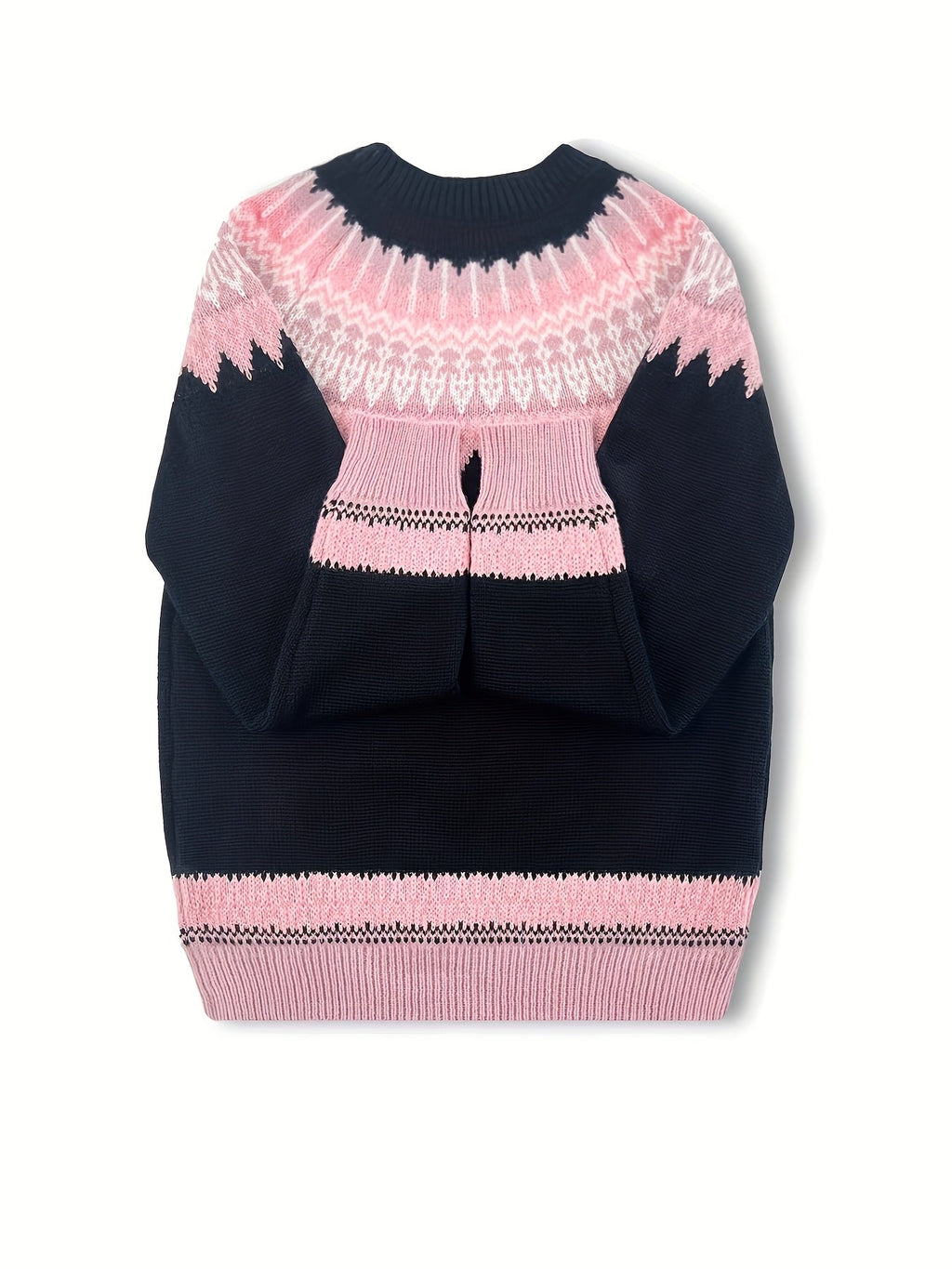 Jumper Chunky Knit Women's Green Black Fair Isle Round Neck Pullover – Casual, Winter Layering Gift
