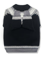 Jumper Chunky Knit Women's Green Black Fair Isle Round Neck Pullover – Casual, Winter Layering Gift