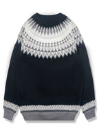 Jumper Chunky Knit Women's Green Black Fair Isle Round Neck Pullover – Casual, Winter Layering Gift