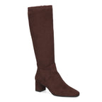Knee High Boots Brown Suede Block Heel Women's Stretch – Casual, Office · Werune