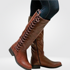 Knee High Boots Faux Leather Black Lace Up Women's – Casual, Office, Holiday, Gift