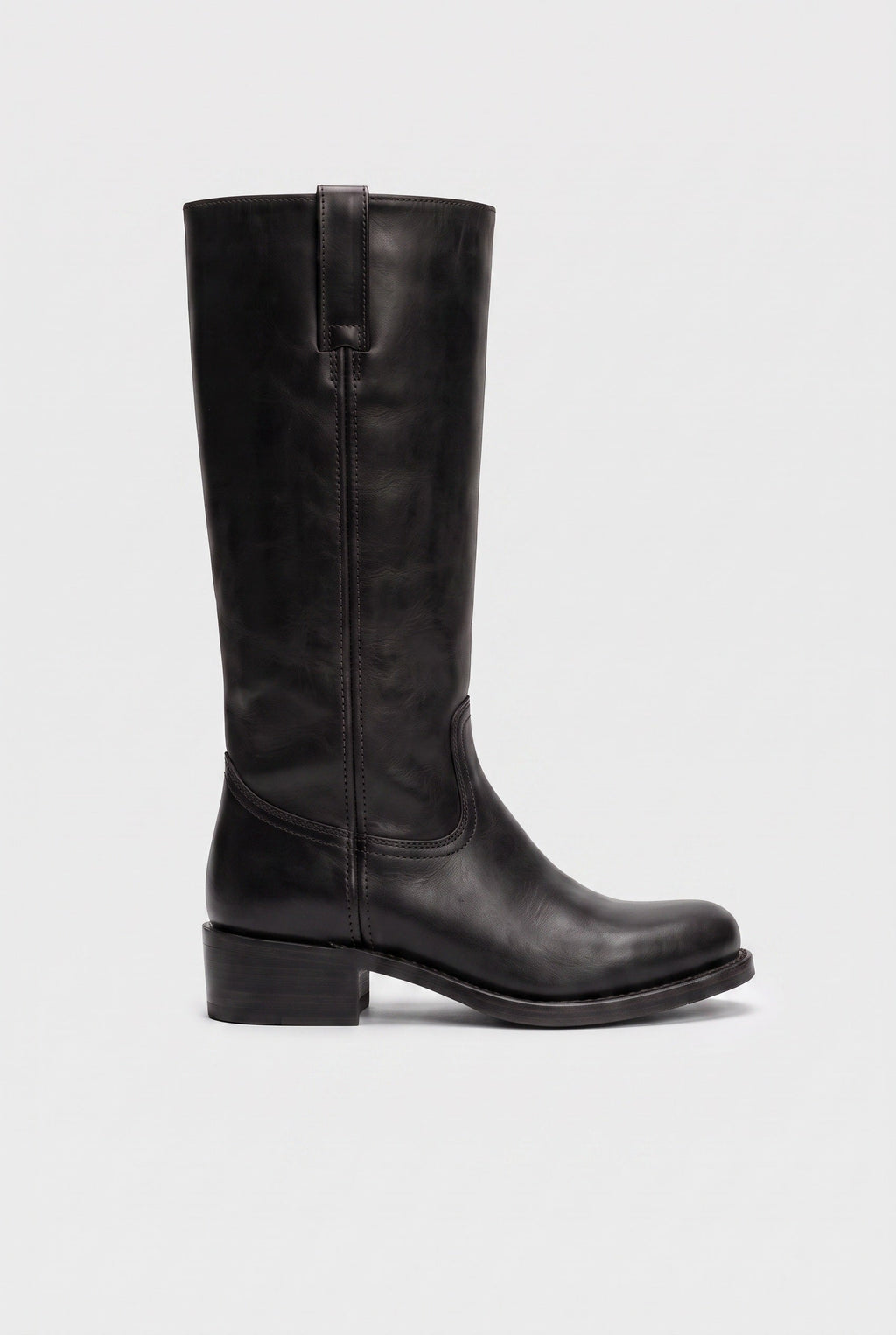 Knee High Boots Leather Brown Women's Pull-On Round Toe – Casual, Office, Holiday, Gift