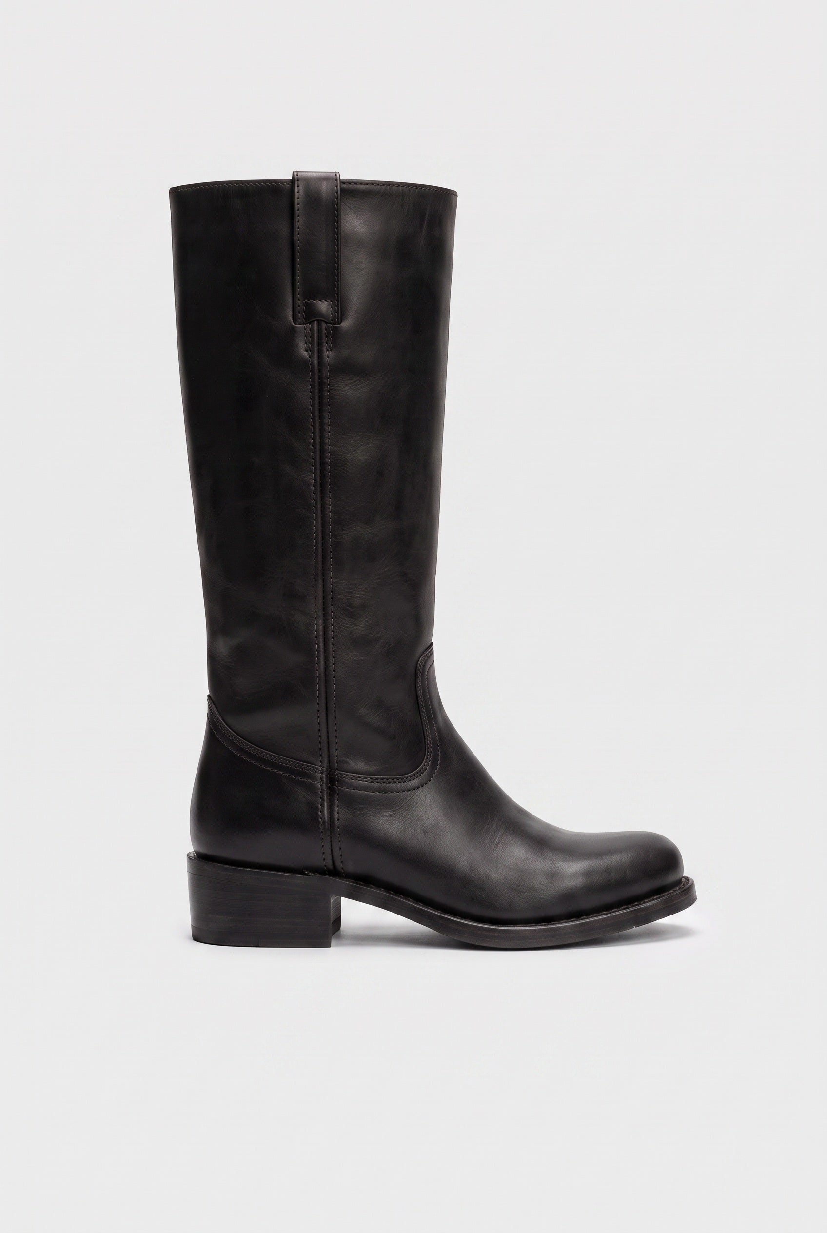 Knee High Boots Leather Brown Women's Pull-On Round Toe – Casual, Office, Holiday, Gift