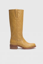 Knee High Boots Leather Brown Women's Pull-On Round Toe – Casual, Office, Holiday, Gift