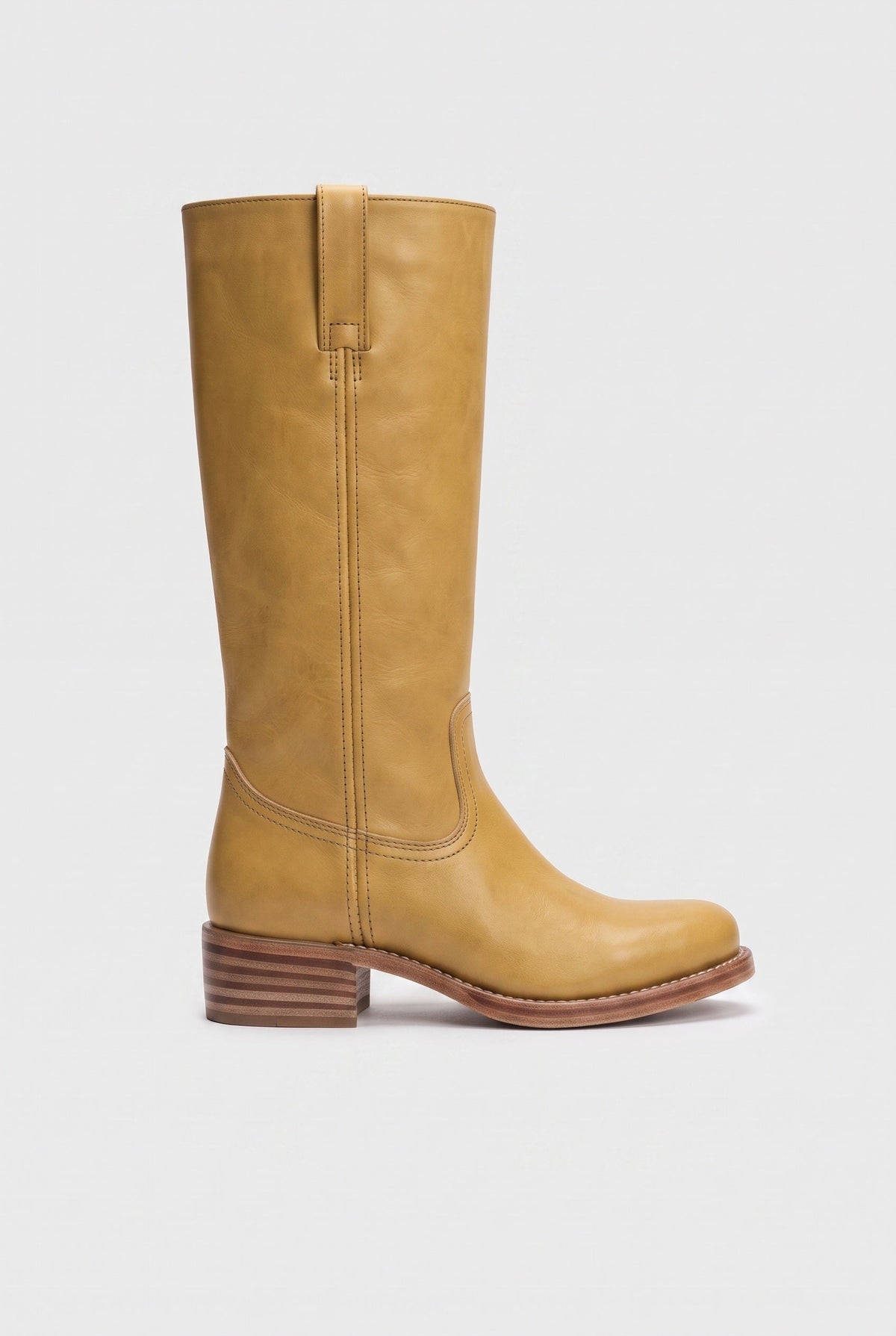 Knee High Boots Leather Brown Women's Pull-On Round Toe – Casual, Office, Holiday, Gift