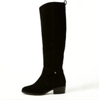Knee-High Boots Suede Beige Women's Block Heel Slouch – Casual, Office, Holiday, Gift
